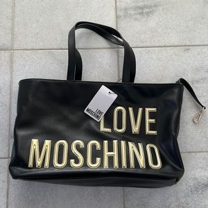LOVE MOSCHINO BLACK WITH GOLD TOTE BAG